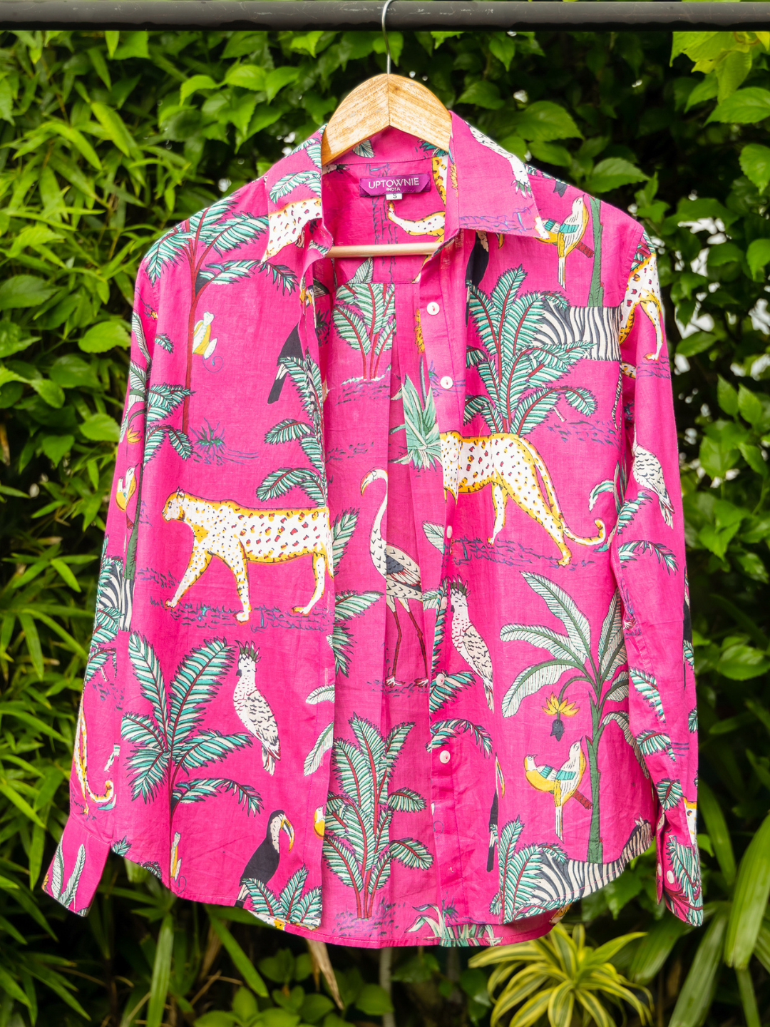 Printed Cotton Shirt Rani Pink Jungle Print