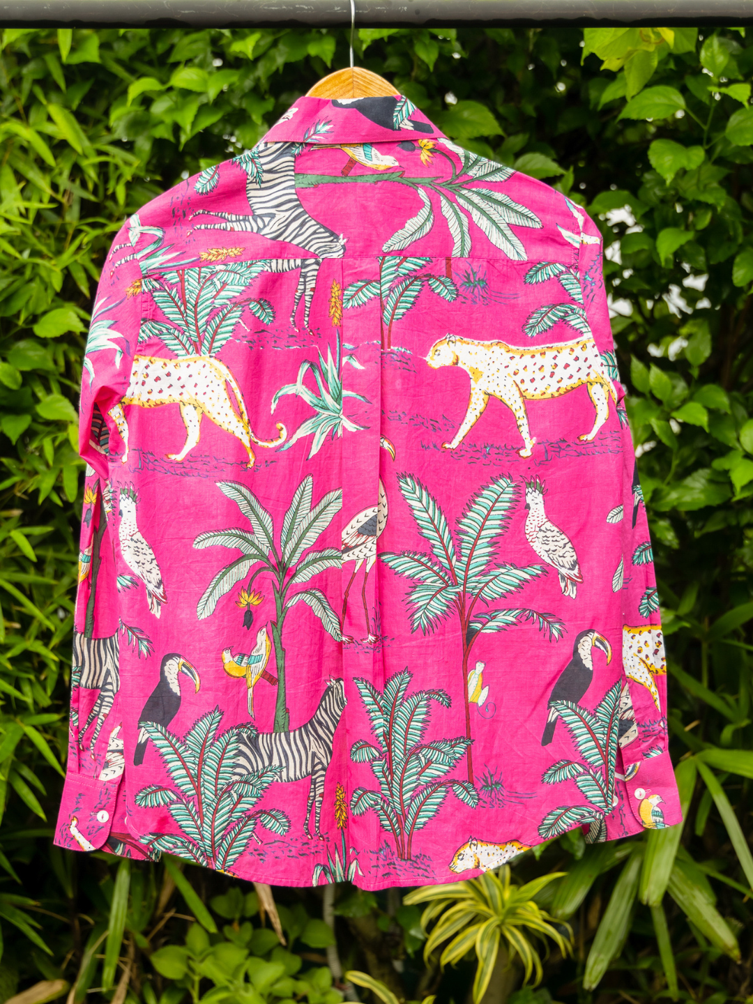 Printed Cotton Shirt Rani Pink Jungle Print