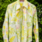 Printed Cotton Shirt White-Yellow Leafy Print