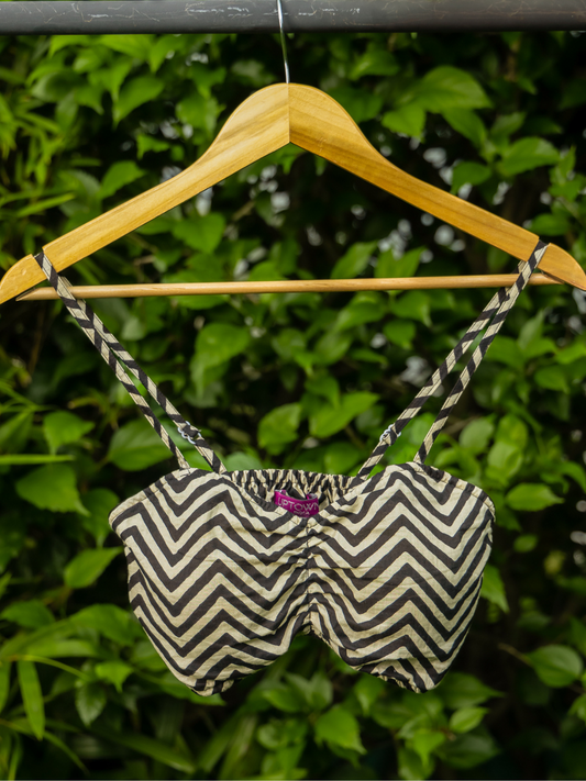 Printed Cotton Bralette Zig Zag Print