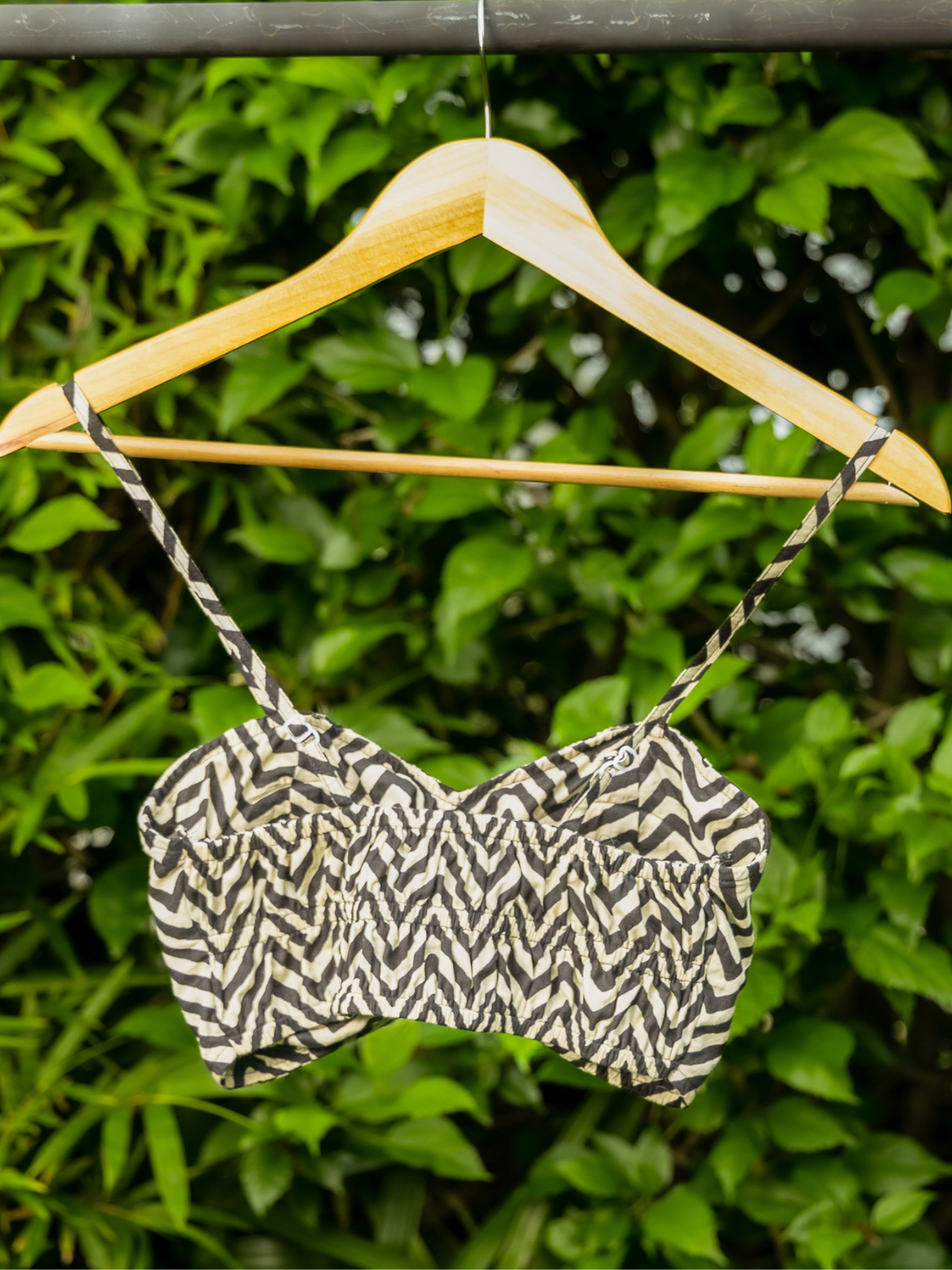 Printed Cotton Bralette Zig Zag Print