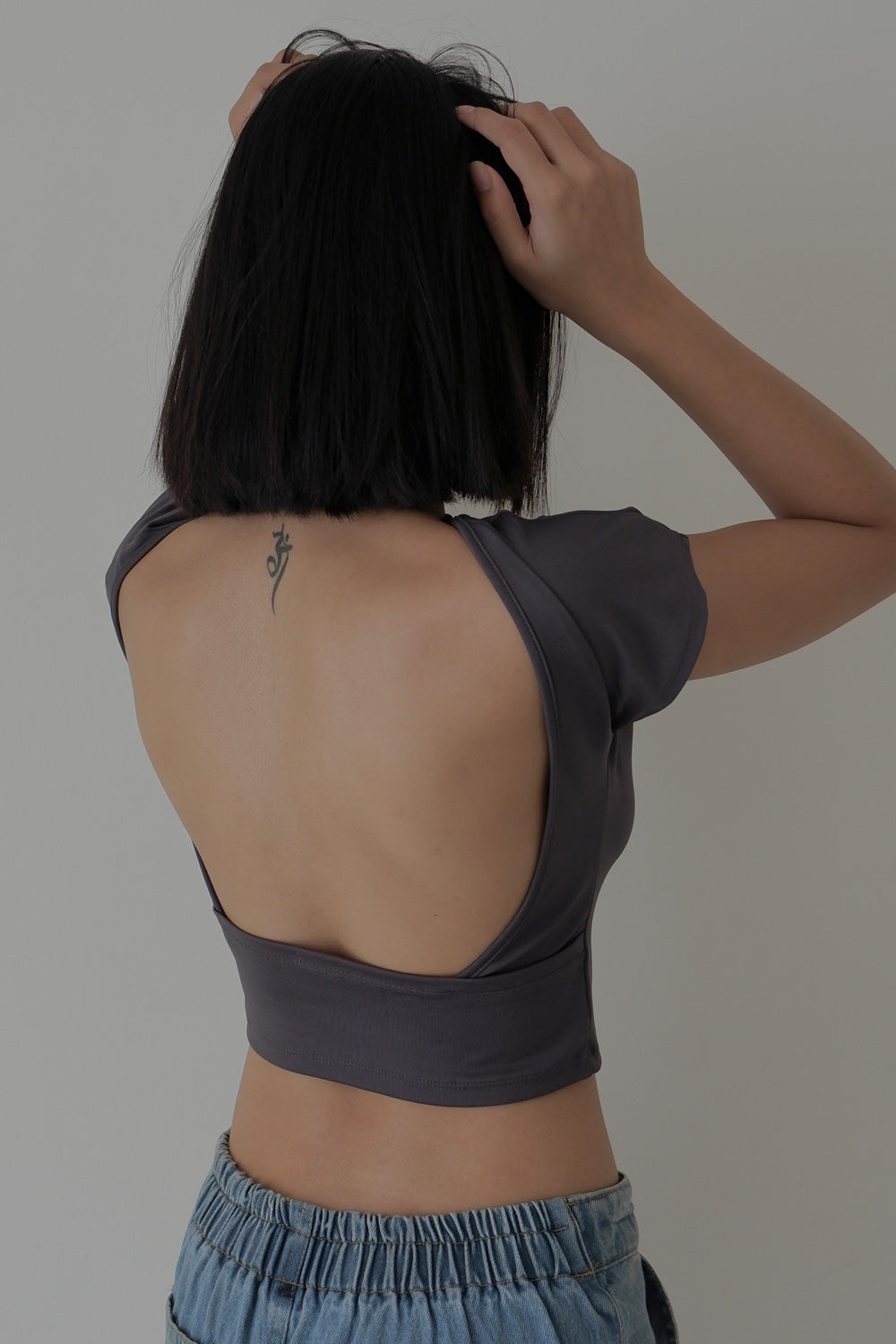 Dark Grey Retro Backless Tee 