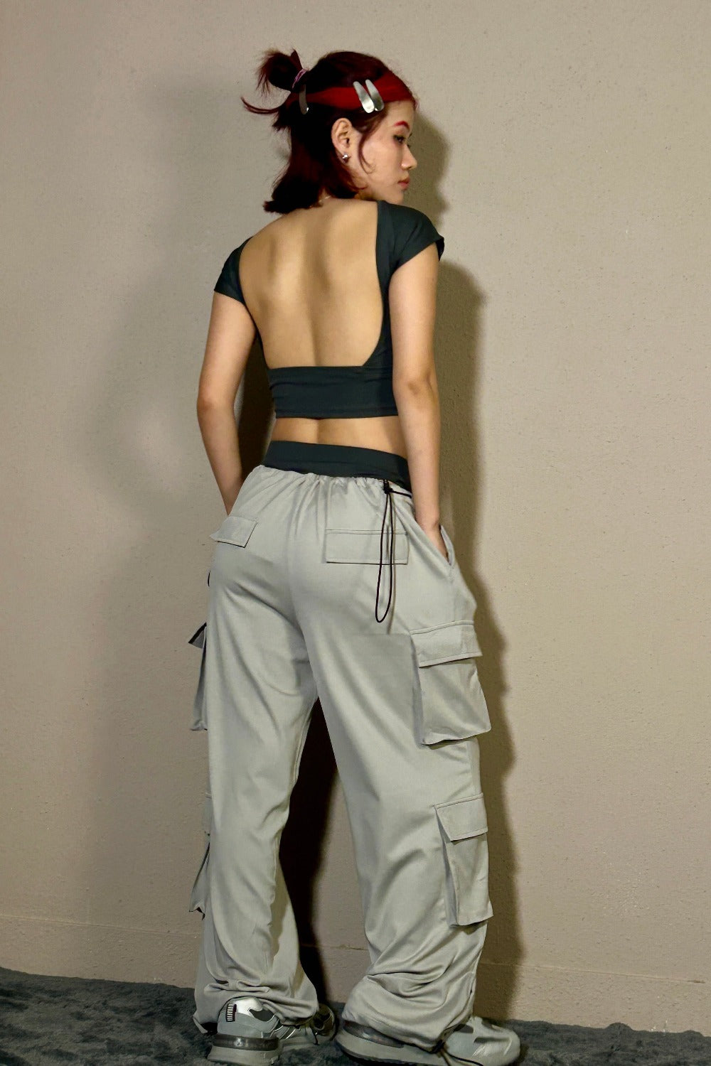 Dark Grey Retro Backless Tee 