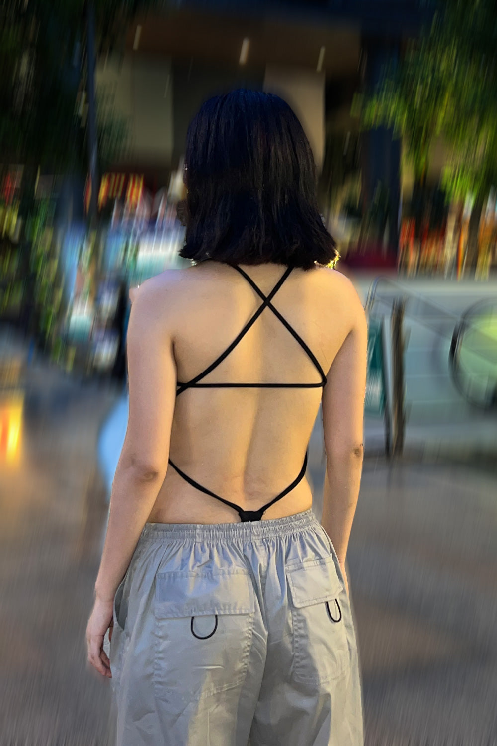 Black Bare Back Bodysuit 