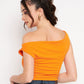 Cotton Stretchable Draped Crop Top Orange