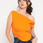 Cotton Stretchable Draped Crop Top Orange