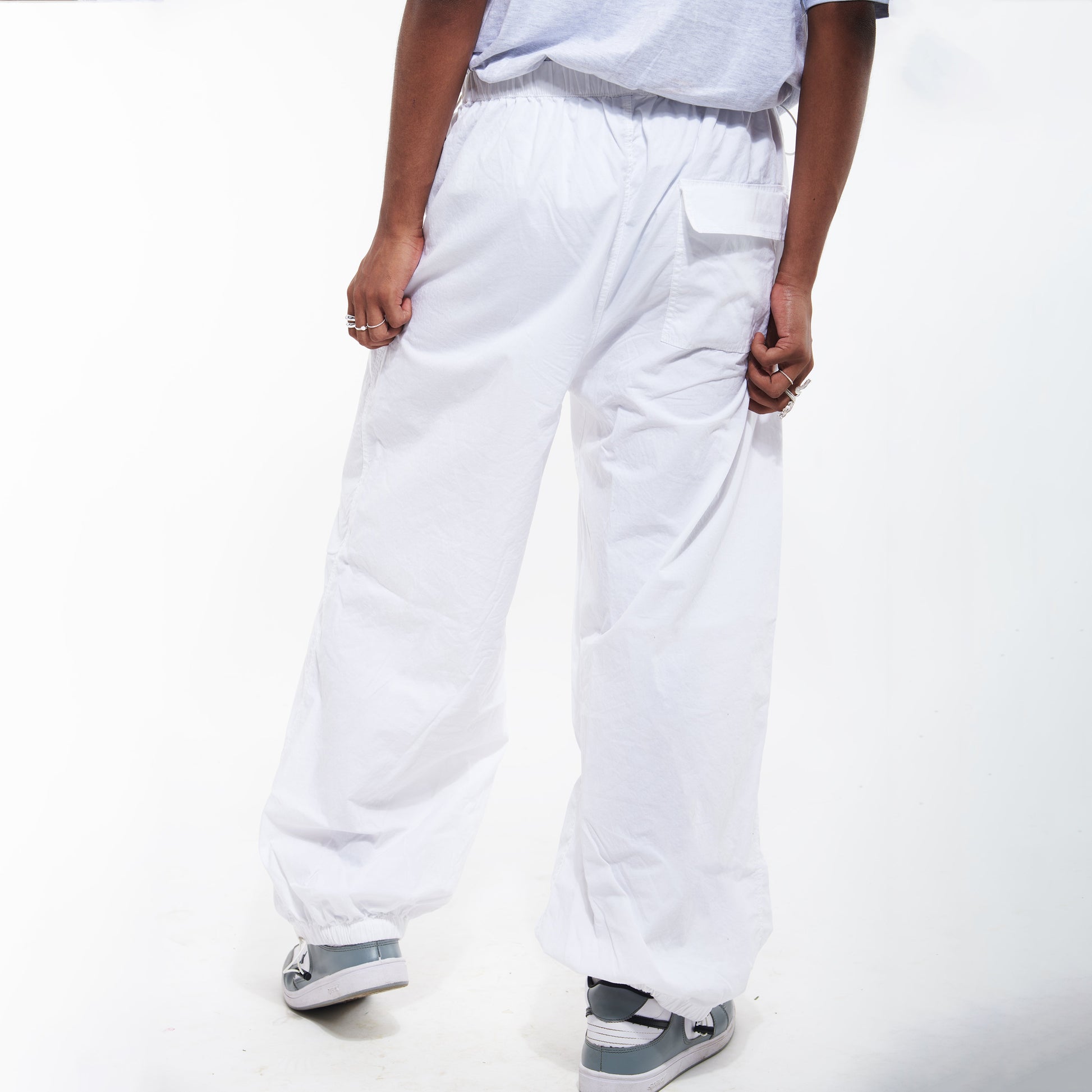 IZF Unisex White Parachute Pants White 100% cotton