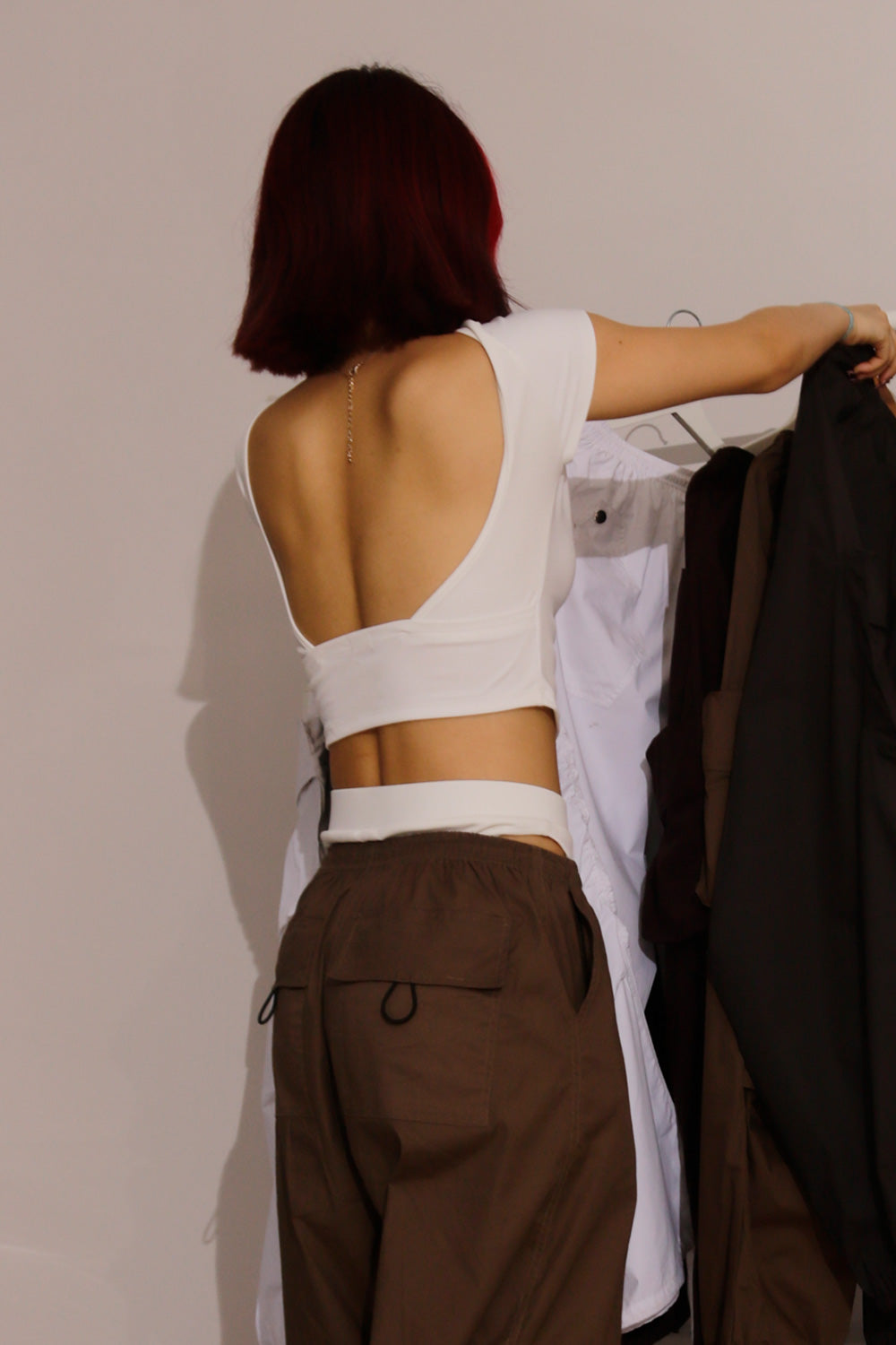 White Retro Backless Tee 