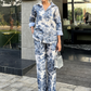 Printed Linen 2 Piece Co-ord Set Porcelain Print