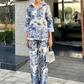 Printed Linen 2 Piece Co-ord Set Porcelain Print