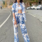 Printed Linen 2 Piece Co-ord Set Porcelain Print