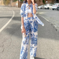 Printed Linen 2 Piece Co-ord Set Porcelain Print