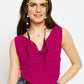 Cotton Stretchable Draped Crop Top Berry