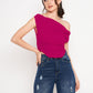 Cotton Stretchable Draped Crop Top Berry