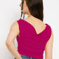 Cotton Stretchable Draped Crop Top Berry