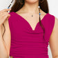 Cotton Stretchable Draped Crop Top Berry