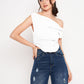 Cotton Stretchable Draped Crop Top Berry