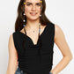 Cotton Stretchable Draped Crop Top Berry