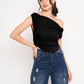 Cotton Stretchable Draped Crop Top Berry