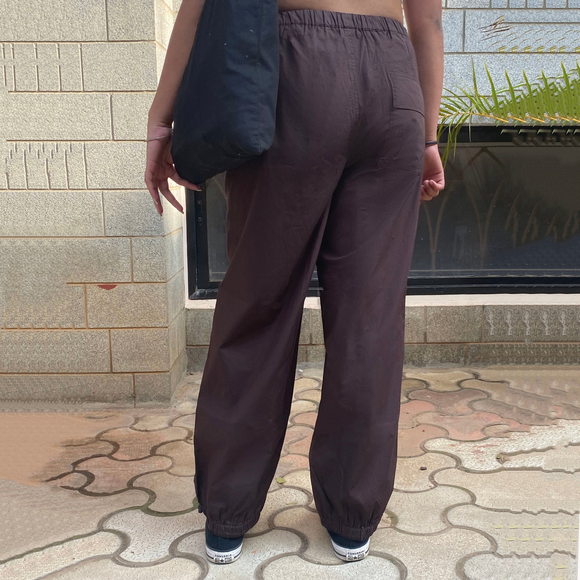 Brown Parachute Pants Brown Cotton