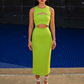 Stretchable Ribbed Bandage Dress Neon Green