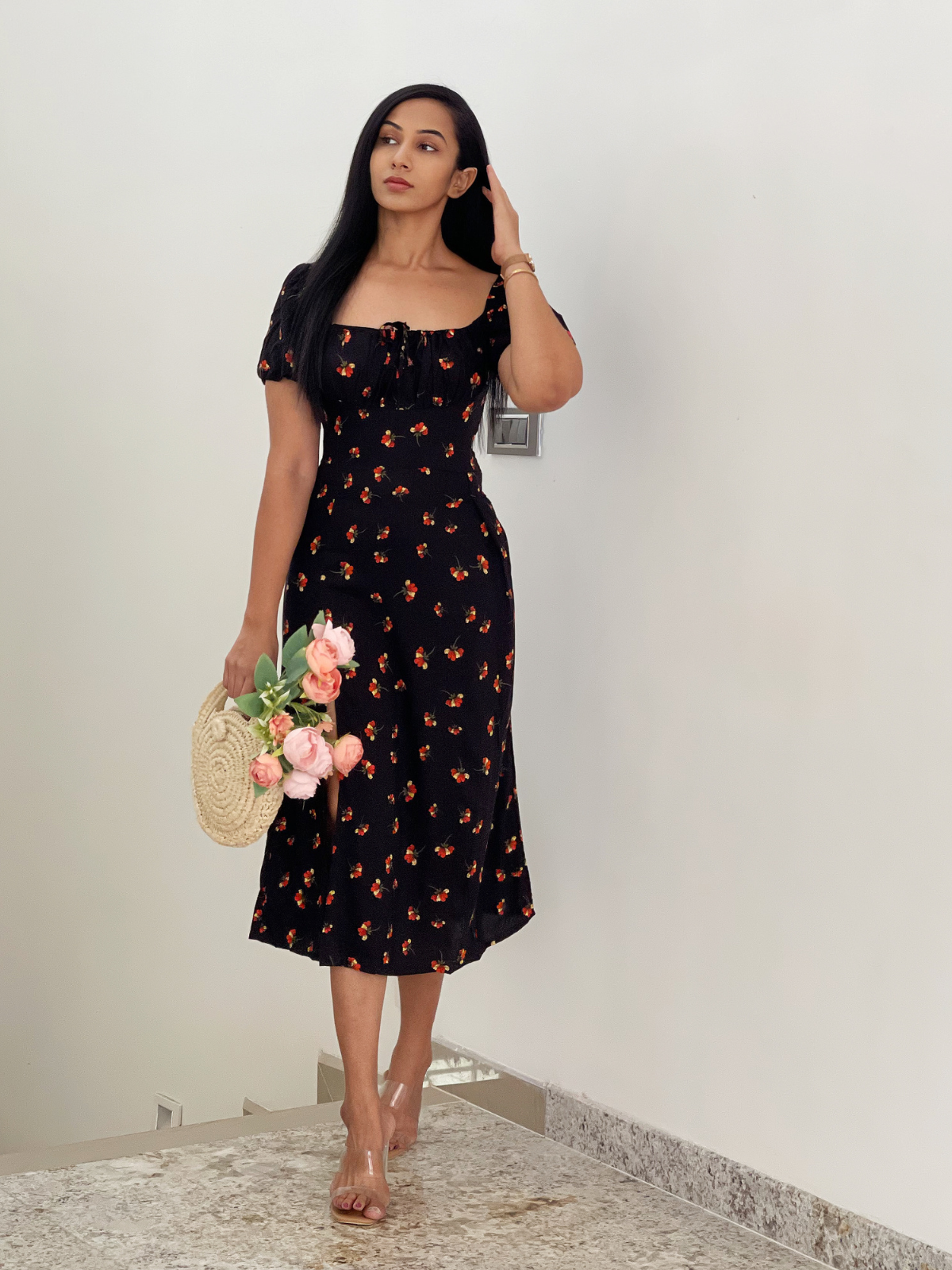 Madison Black floral dress 