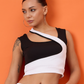 Stretchable Sleeveless Dual-Ribbed Top Black & White