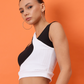 Stretchable Sleeveless Dual-Ribbed Top Black & White