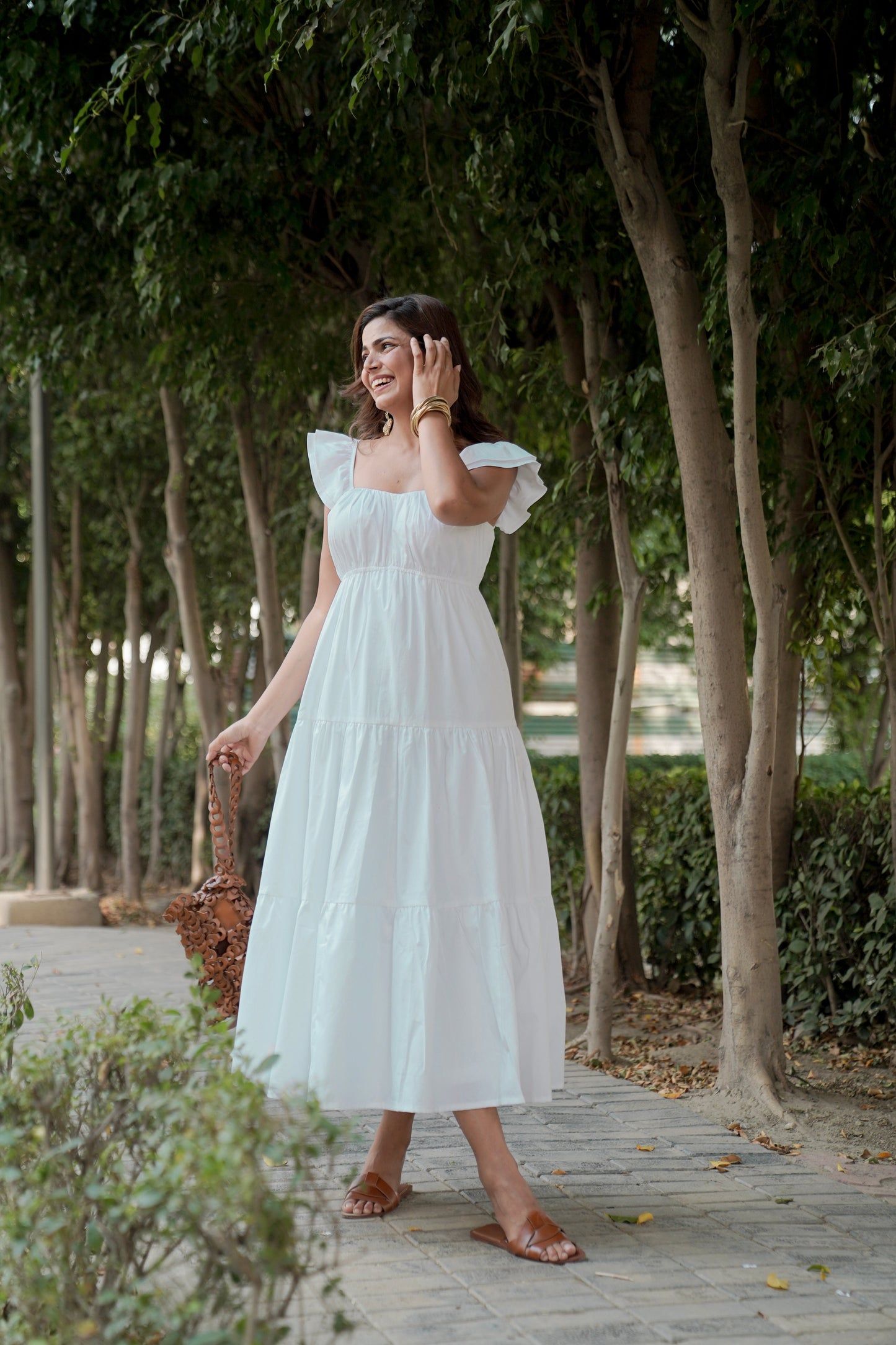 White Frill Maxi Dress 