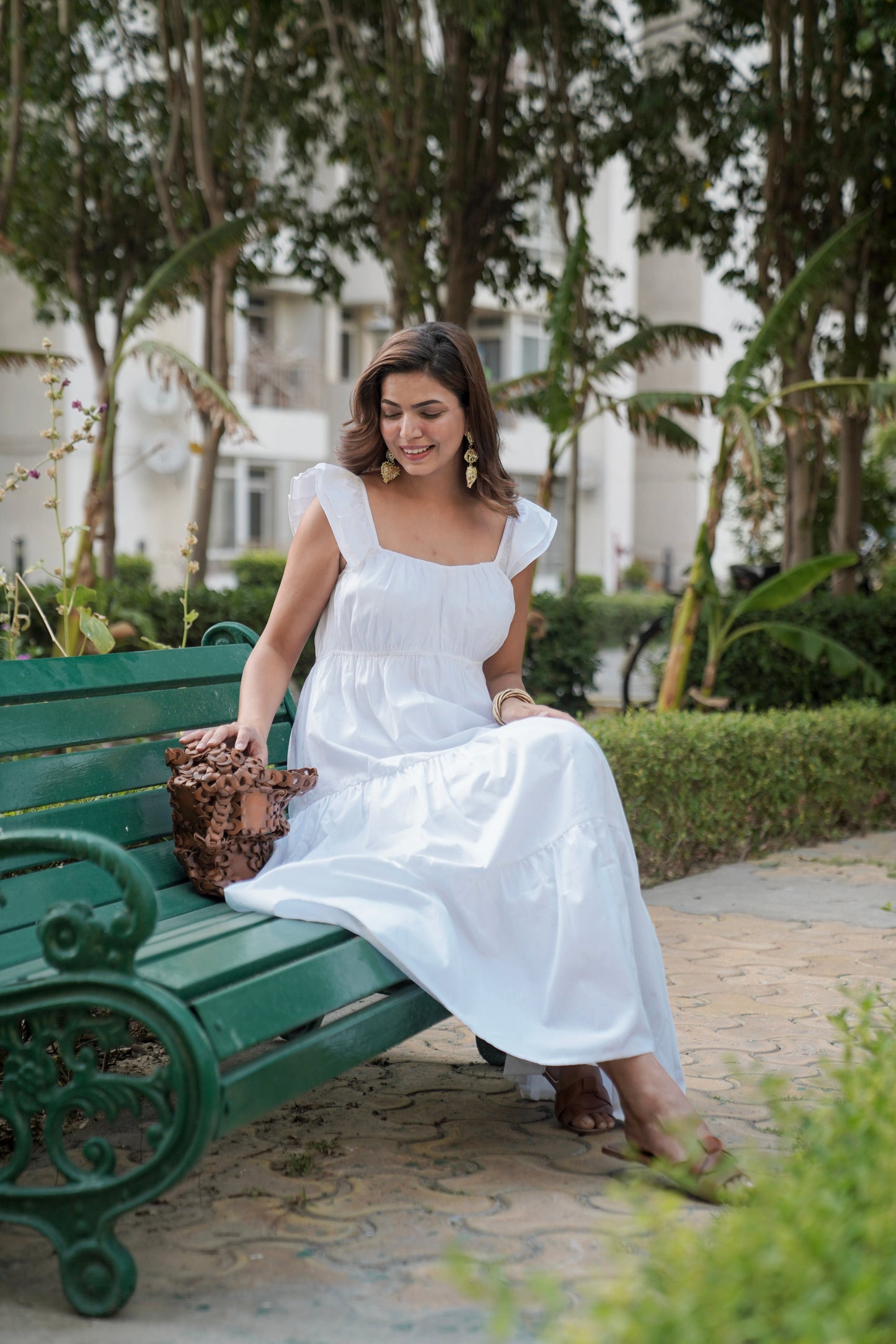 White Frill Maxi Dress 