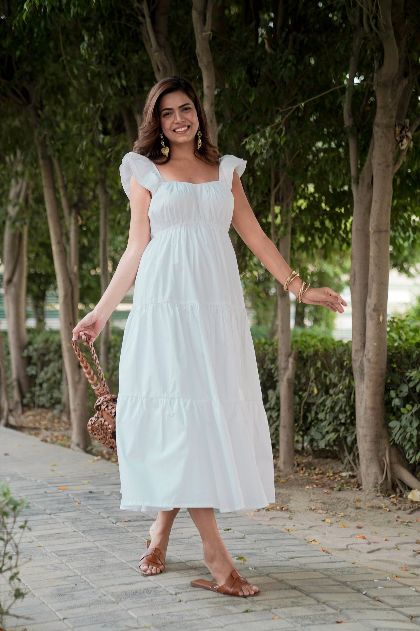 White Frill Maxi Dress 