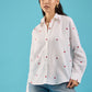 Embroidered Cotton Shirt with Hearts Heart Emroidered