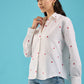 Embroidered Cotton Shirt with Hearts Heart Emroidered