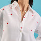 Embroidered Cotton Shirt with Hearts Heart Emroidered