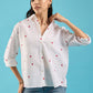 Embroidered Cotton Shirt with Hearts Heart Emroidered