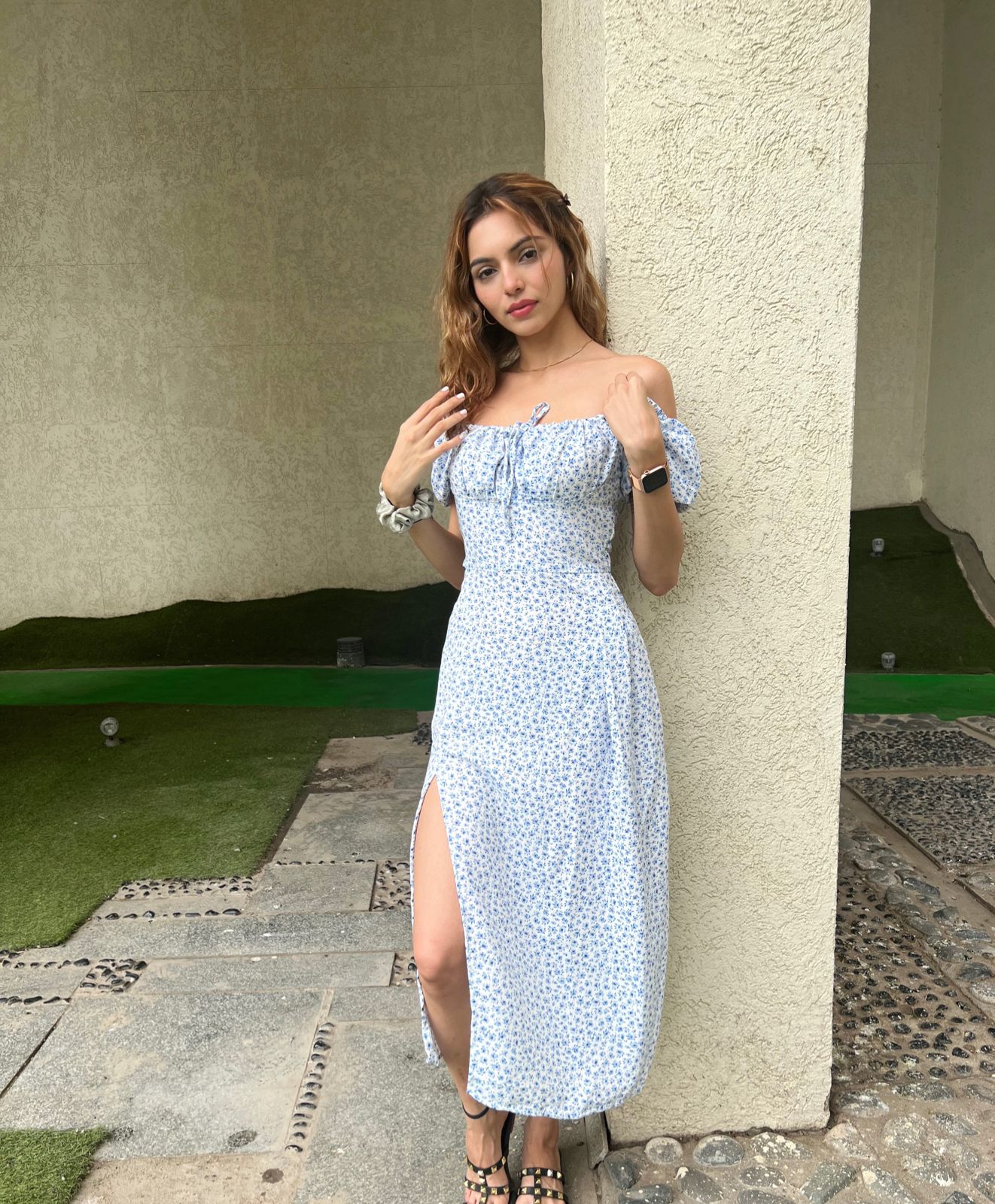 Madison white & blue dress