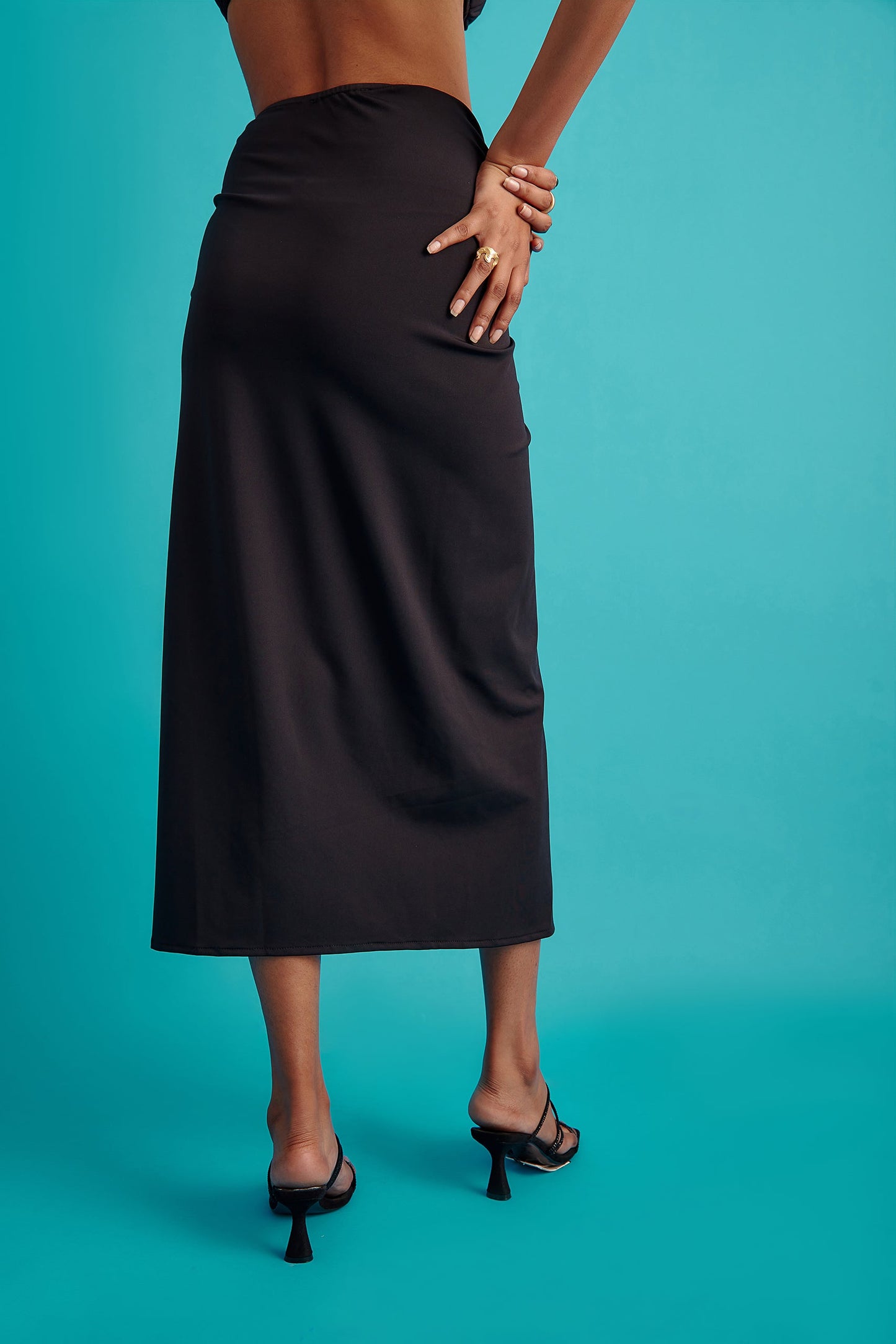 Asymmetrical Knotted Skirt Black