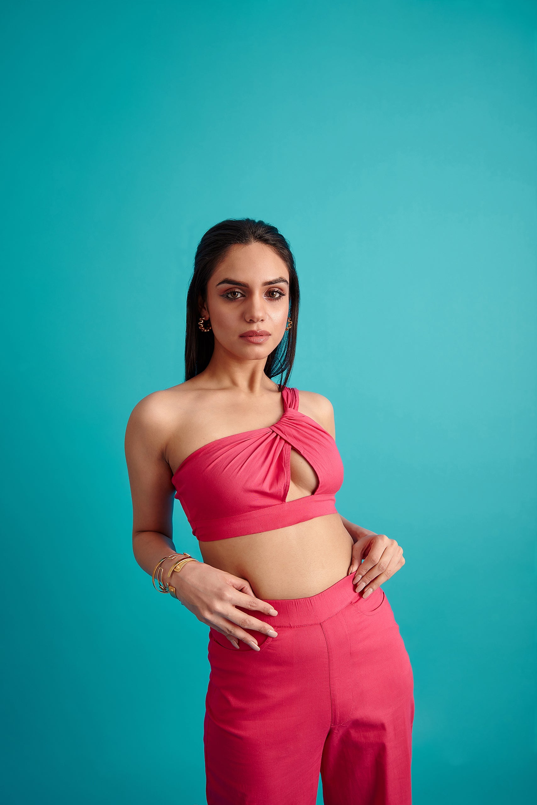 Asymmetrical Crop Top Pink