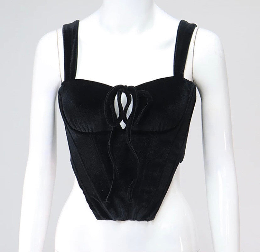 Splicing Velvet Boning Corset