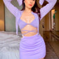 Purple Ribbed Knit Skirt 