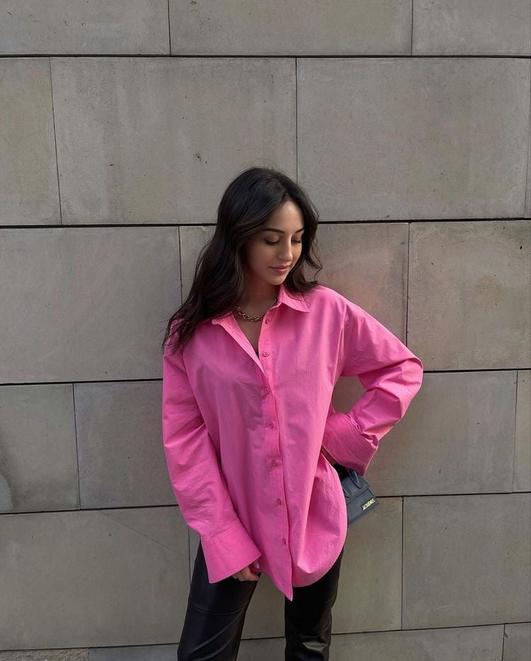 Crackle Pink Oversize Shirt 