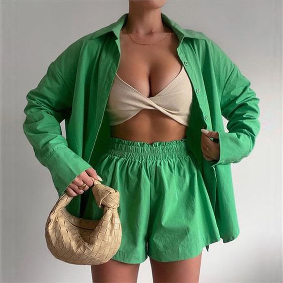 Chloe Cotton Green Co-ord Set Set