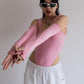 Pink Square Cut Bodysuit 