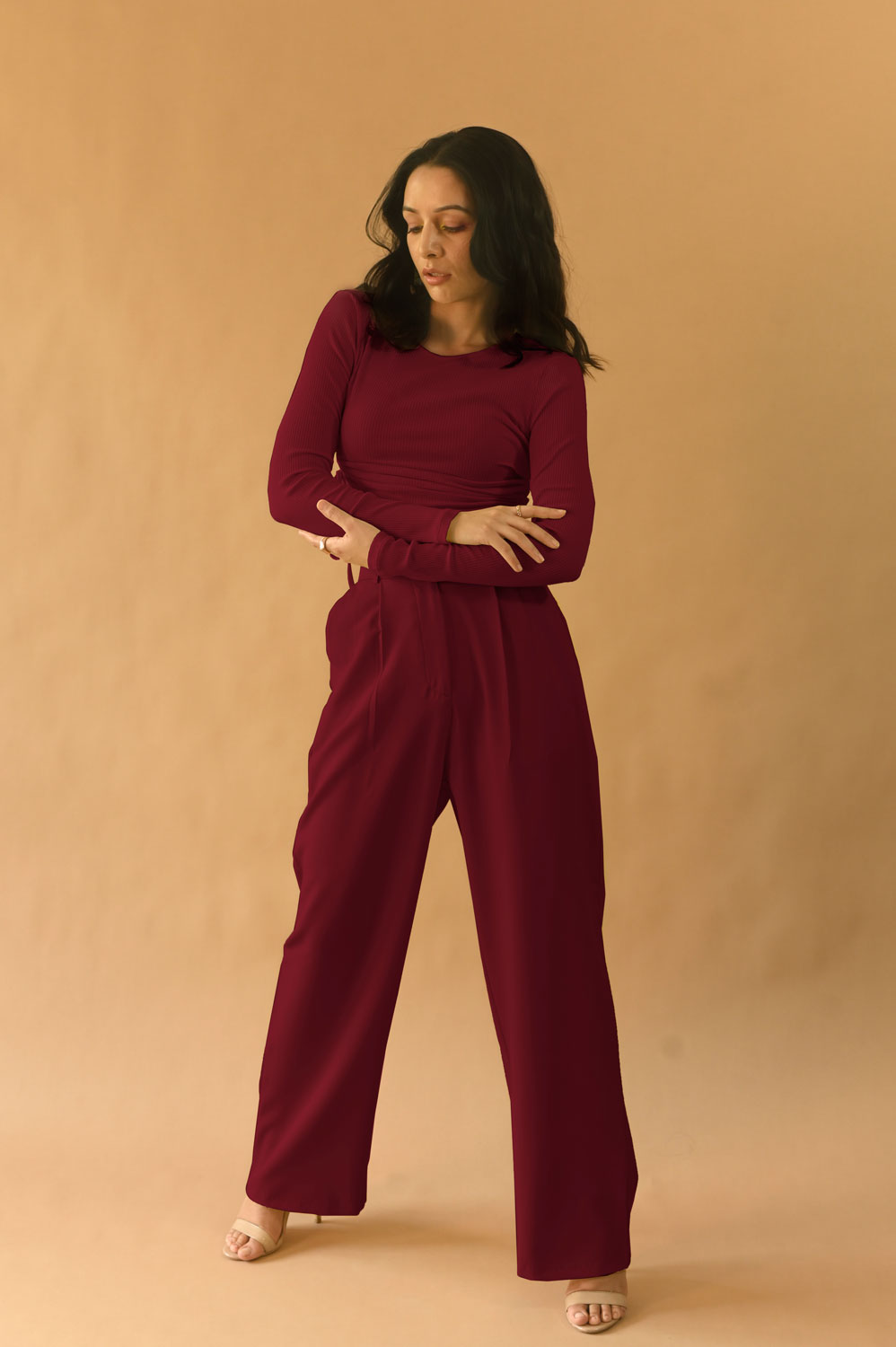 Wide Leg Trousers Maroon