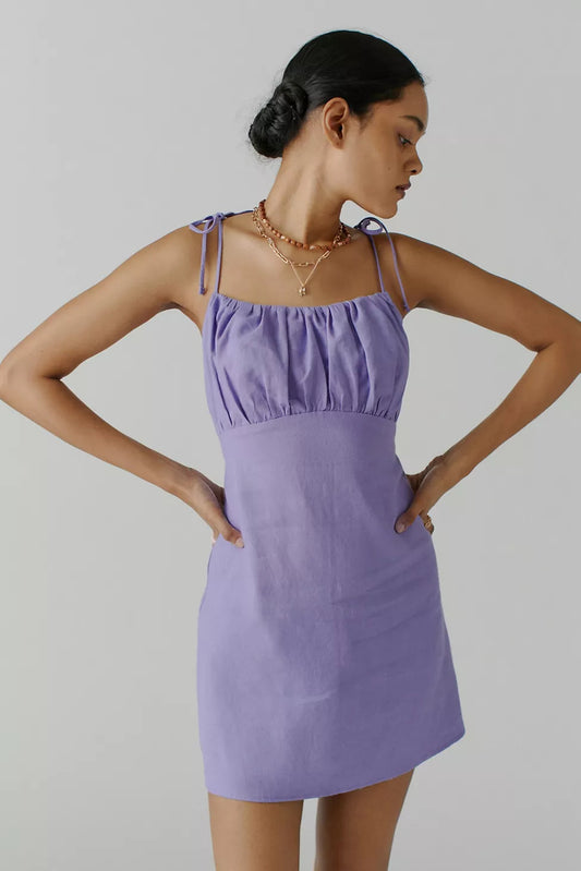 Tulip Lavender Spaghetti Cotton Dress 