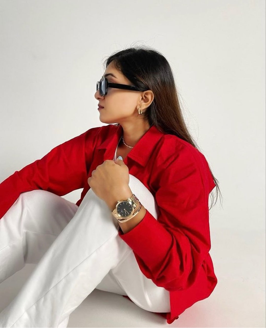 Red Poplin Cotton Shirt 