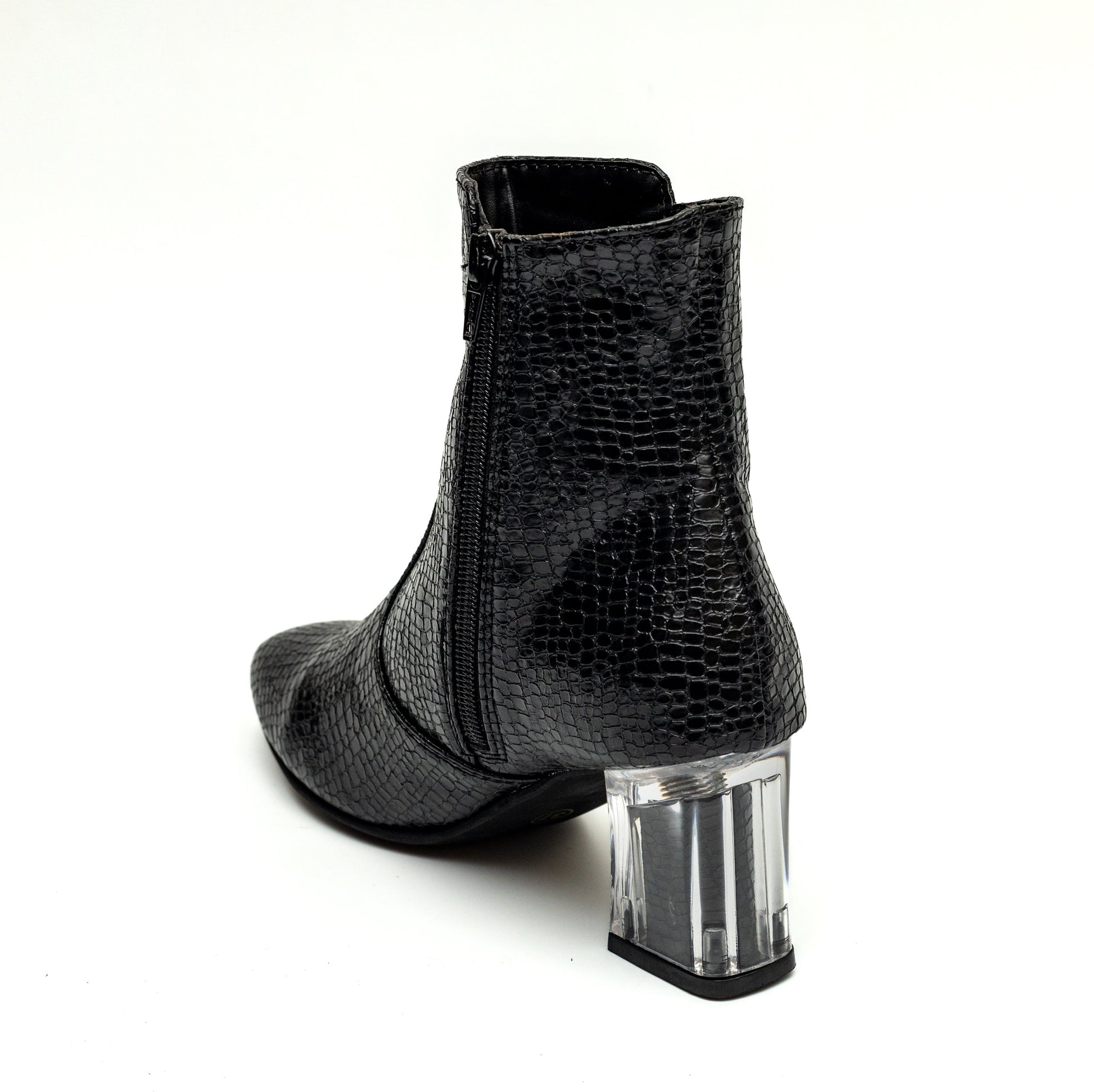 Block Heel Ankle Boots - Black 