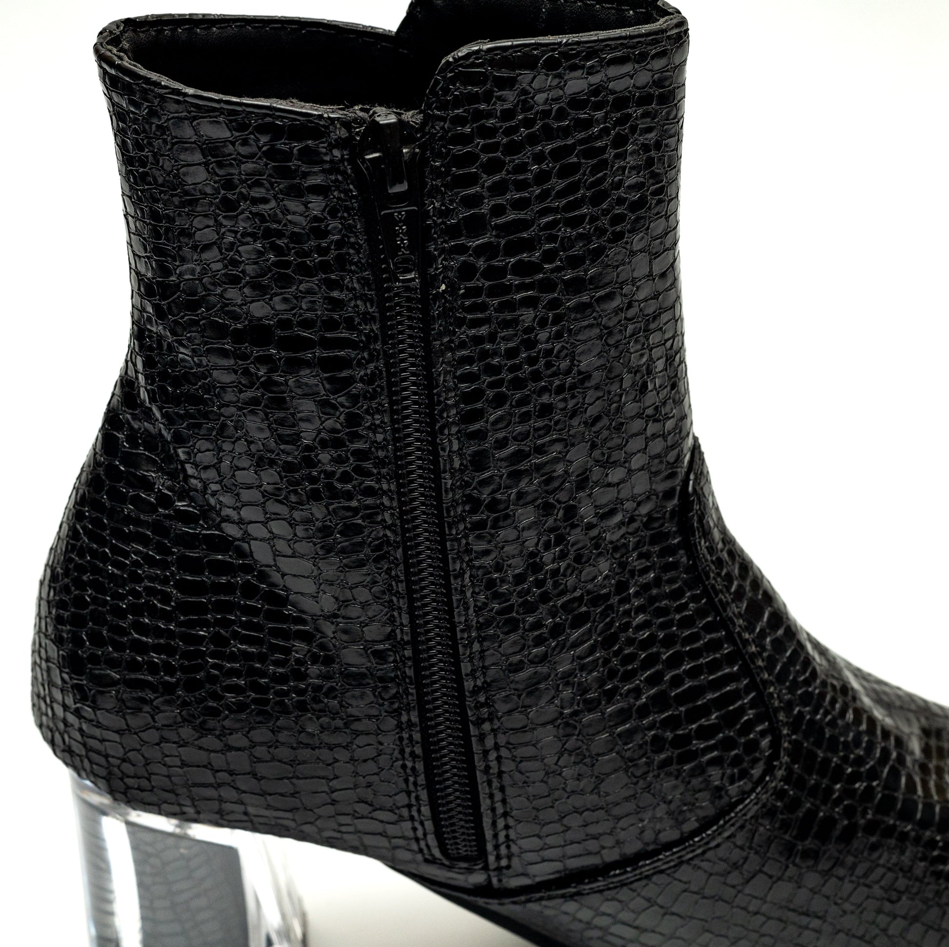 Block Heel Ankle Boots - Black 