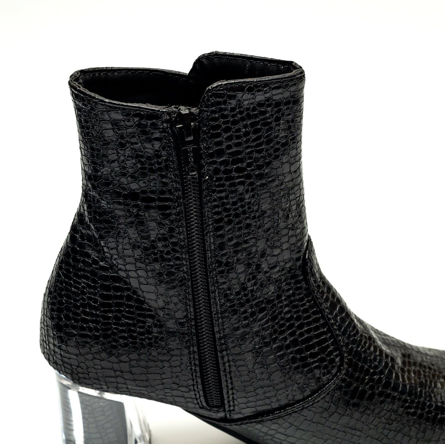 Block Heel Ankle Boots - Black 