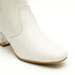 Block Heel Ankle Boots - White 